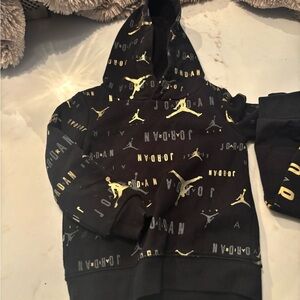 Jordan Black Jogger Set with Gold Accents